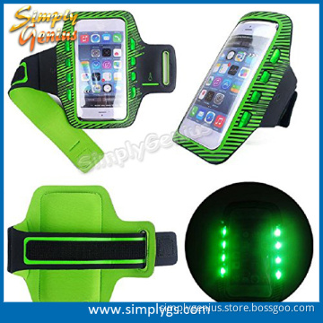 (Factory direct) lycra armband for iPhone 6 plus, reflective armband for samsung galaxy, LED mobile phone armband